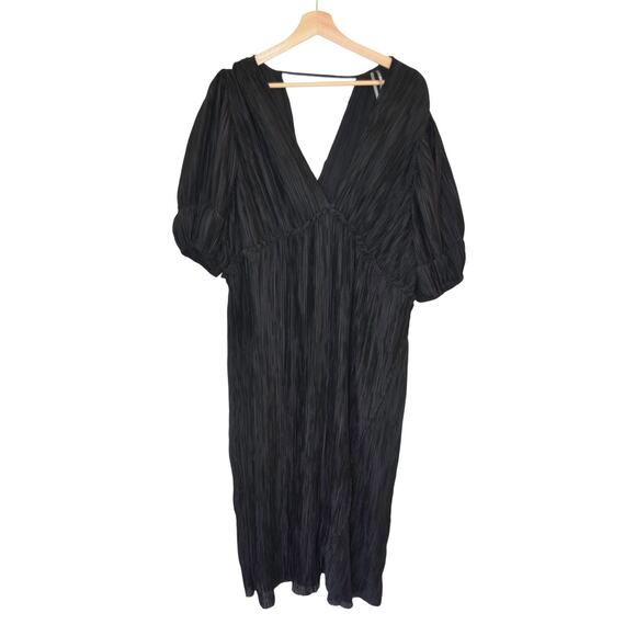 Anthropologie V-Neck Pleated Midi Dress Size X Large - Picture 3 of 6